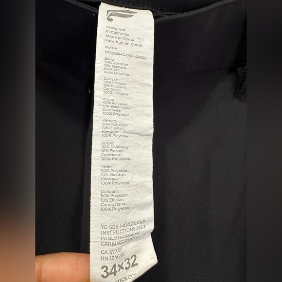 Fabletics The Only Pants Classic Fit Men’s Business Casual Black Size 34x32 - Picture 12 of 16